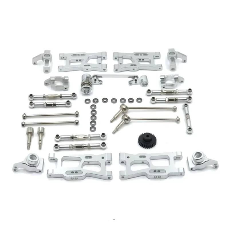 PLOQAZEH RC Car Upgrade Zubehör Für Wltoys 144010 144002 124017 124019 124018 144001 124007 Metall Kit Antriebswelle Zugstange Für Schaukel Arm Lenkung RC Auto Teile Upgrade(White) von PLOQAZEH