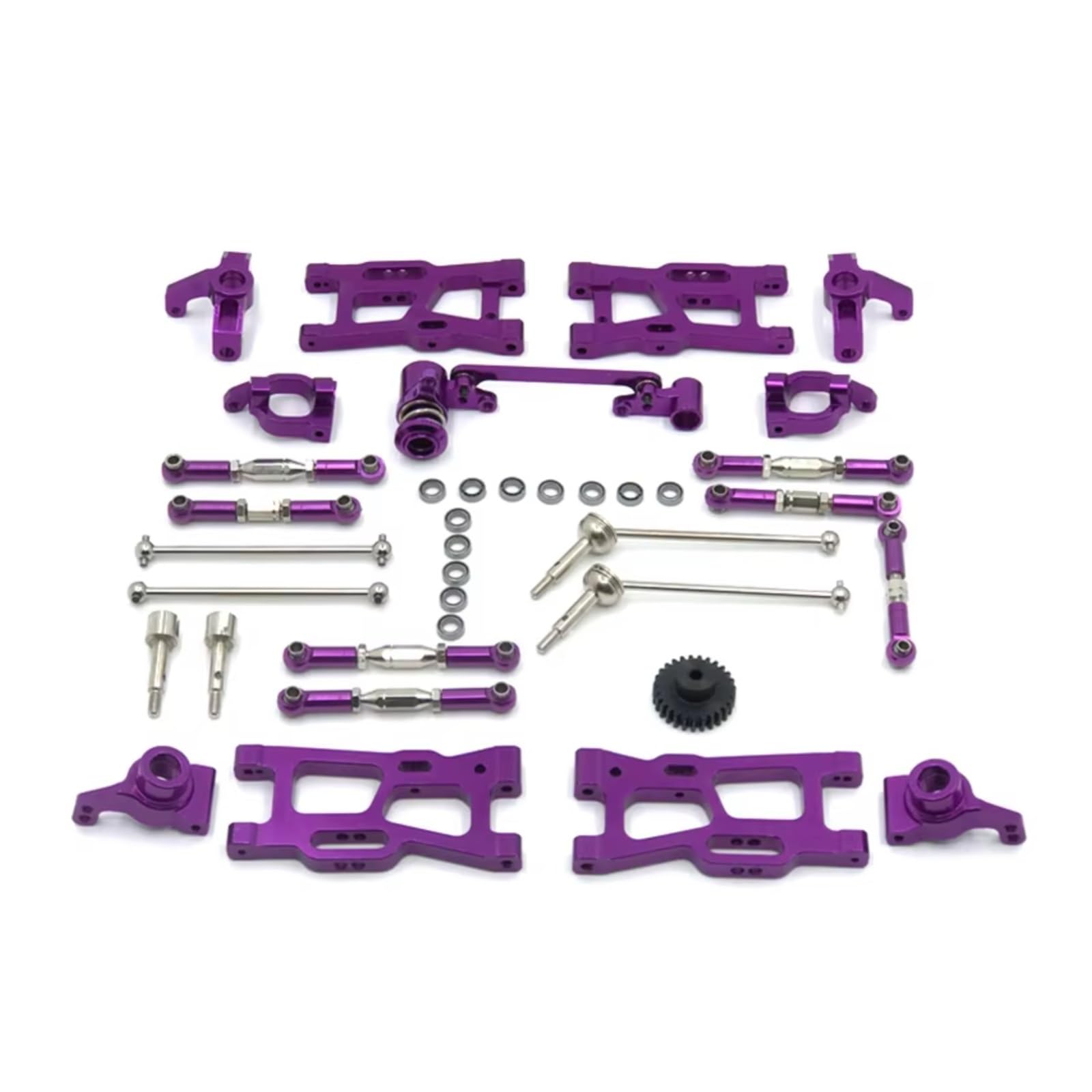 PLOQAZEH RC Car Upgrade Zubehör Für Wltoys 144010 144002 124017 124019 124018 144001 124007 Metall Kit Antriebswelle Zugstange Für Schaukel Arm Lenkung RC Teile Upgrade Ersatz(Purple) von PLOQAZEH