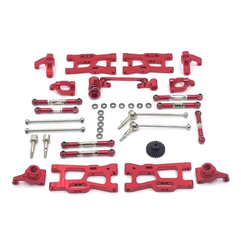 PLOQAZEH RC Car Upgrade Zubehör Für Wltoys 144010 144002 124017 124019 124018 144001 124007 Metall Kit Antriebswelle Zugstange Für Schaukel Arm Lenkung RC Teile Upgrade Ersatz(Red) von PLOQAZEH