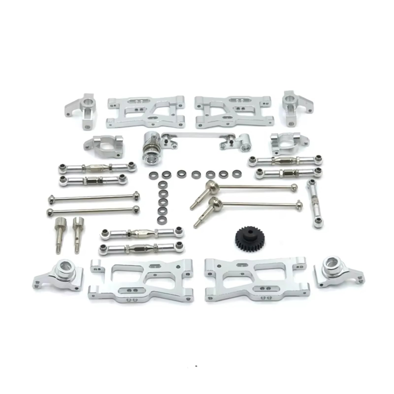 PLOQAZEH RC Car Upgrade Zubehör Für Wltoys 144010 144002 124017 124019 124018 144001 124007 Metall Kit Antriebswelle Zugstange Für Schaukel Arm Lenkung RC Teile Upgrade Ersatz(Silver) von PLOQAZEH