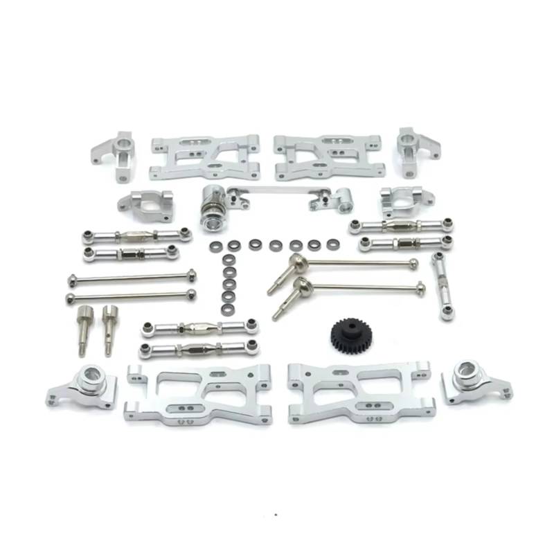 PLOQAZEH RC Car Upgrade Zubehör Für Wltoys 144010 144002 124017 124019 124018 144001 124007 Metall Kit Antriebswelle Zugstange Für Schaukel Arm Lenkung RC Teile Upgrade Ersatz(Silver) von PLOQAZEH
