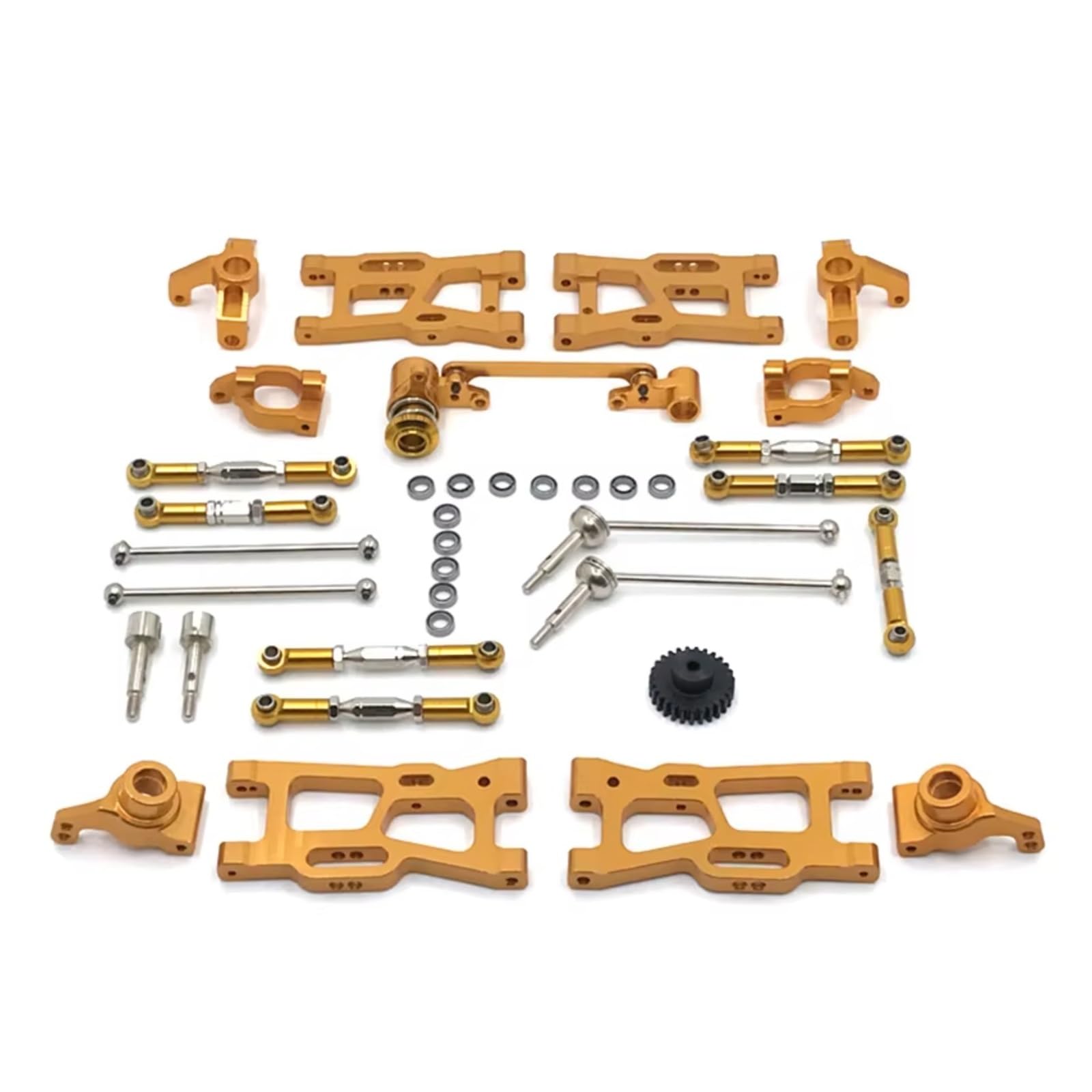 PLOQAZEH RC Car Upgrade Zubehör Für Wltoys 144010 144002 124017 124019 124018 144001 124007 Metall Kit Antriebswelle Zugstange Für Schaukel Arm Lenkung RC Teile Upgrade Ersatz(Yellow) von PLOQAZEH