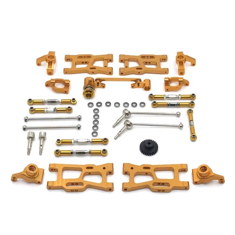 PLOQAZEH RC Car Upgrade Zubehör Für Wltoys 144010 144002 124017 124019 124018 144001 124007 Metall Kit Antriebswelle Zugstange Für Schaukel Arm Lenkung RC Teile Upgrade Ersatz(Yellow) von PLOQAZEH