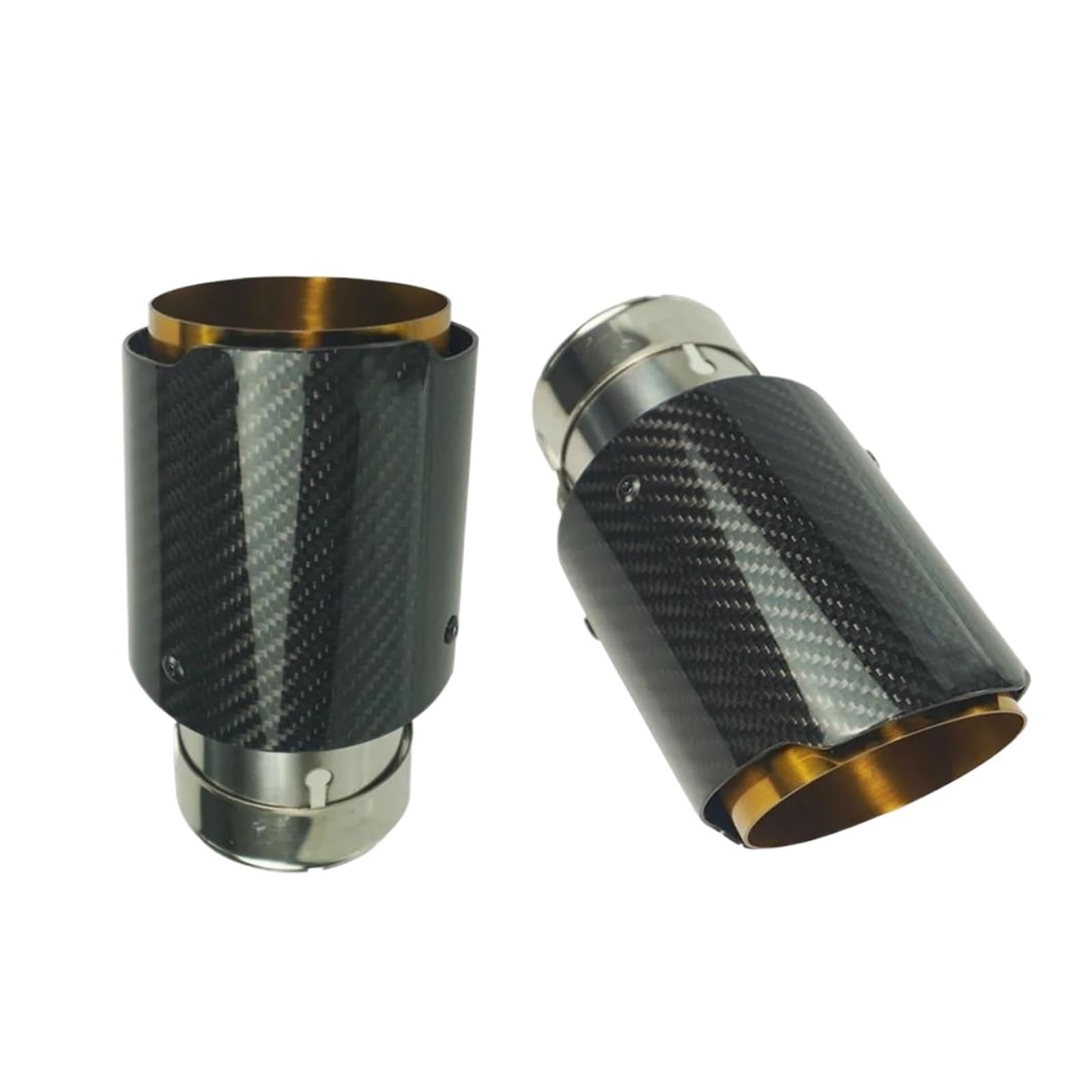 Auto Auspuffrohr Endrohr Endrohre Universal Endrohr Auspuff Schalldämpfer Gerade End Tipps Edelstahl Carbon Faser Gold Düse Auto Styling (Size : 60 Inlet 101 Outlet) von PLUT