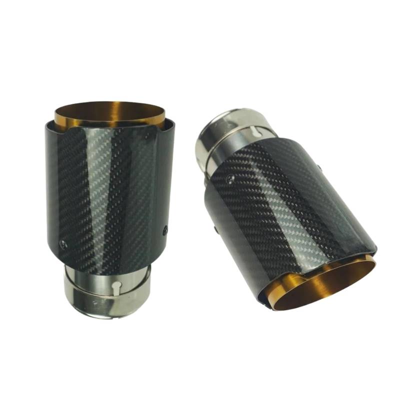 Auto Auspuffrohr Endrohr Endrohre Universal Endrohr Auspuff Schalldämpfer Gerade End Tipps Edelstahl Carbon Faser Gold Düse Auto Styling (Size : 60 Inlet 101 Outlet) von PLUT