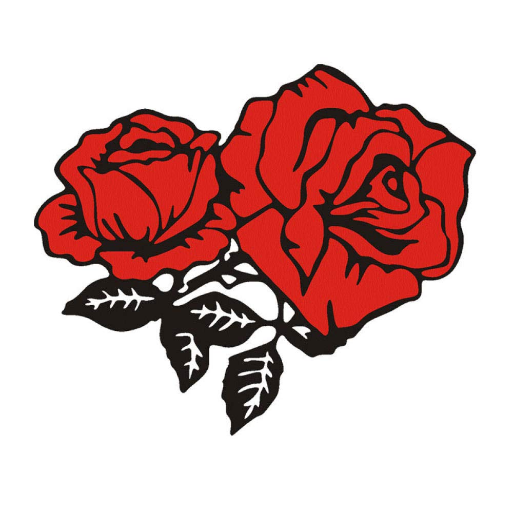 PMSMT 2 Stück Auto-Aufkleber, reflektierend, romantisch, Rose, Auto-Aufkleber, Persönlichkeit, Auto-Aufkleber, Blumen-Abdeckung, Kratzer-Aufkleber, N-689, reflektierende rote Rose von PMSMT