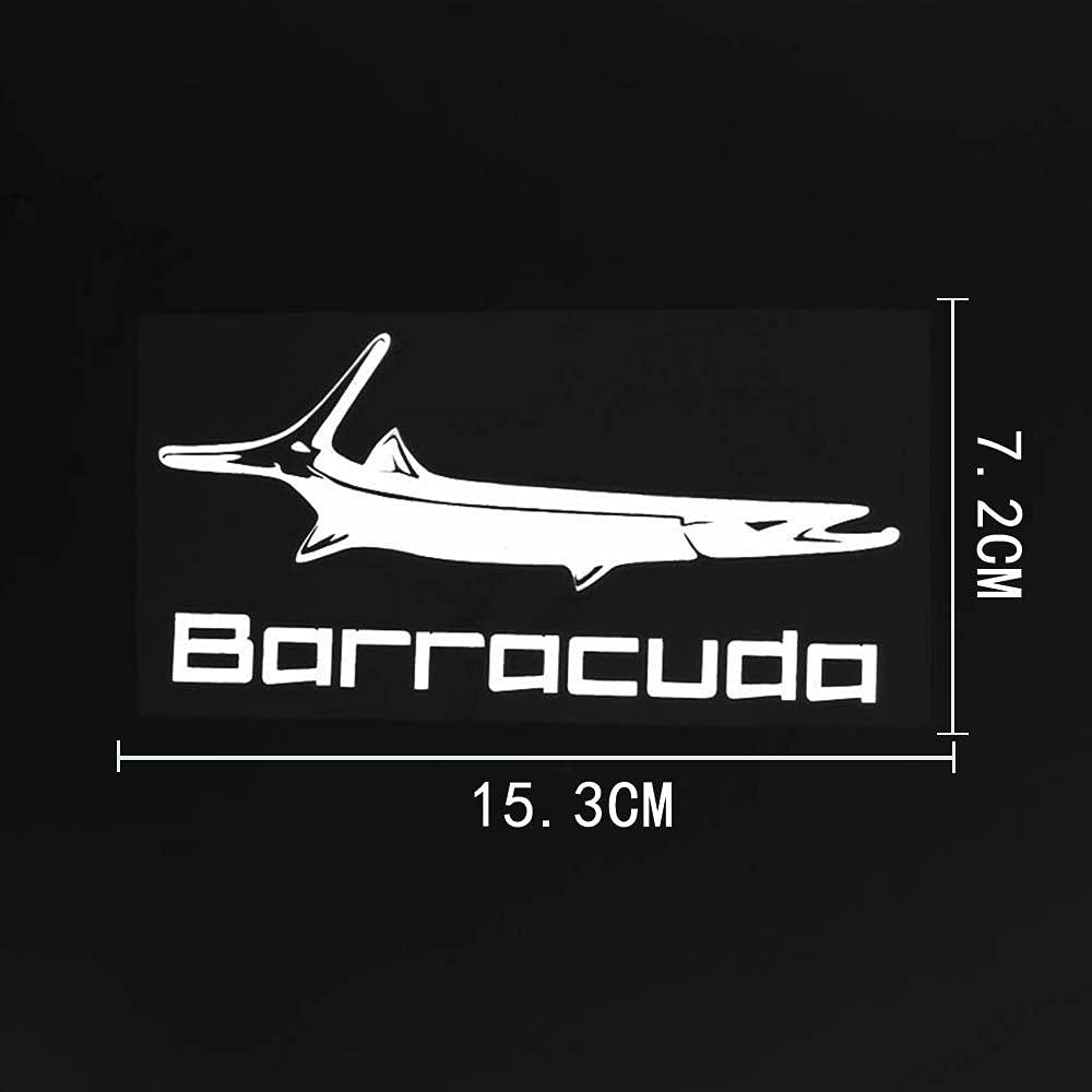 PMSMT 2 x Auto-Aufkleber Barracuda Vinyl Autoaufkleber schwarz/silber 15,3 cm × 7,2 cm Silber von PMSMT