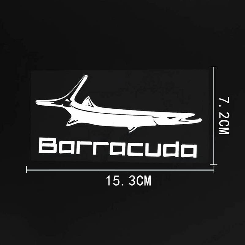 PMSMT 2 x Auto-Aufkleber Barracuda Vinyl Autoaufkleber schwarz/silber 15,3 cm × 7,2 cm Silber von PMSMT