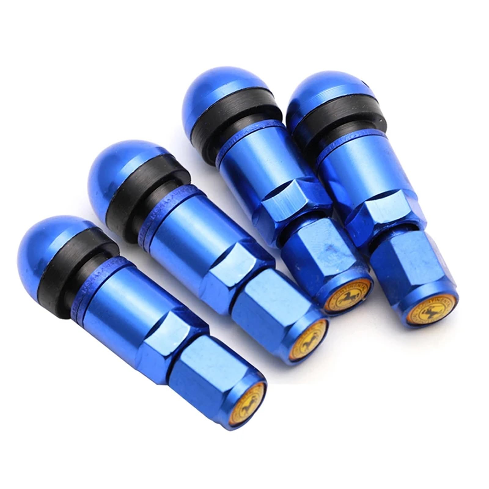 PNBVW 4 Stück Universal Auto Tubeless Ventile Aluminiumlegierung Luft Fahrrad Reifen Ventilkappen Reifen Rad Runde Abdeckung Auto Zubehör(Blue) von PNBVW