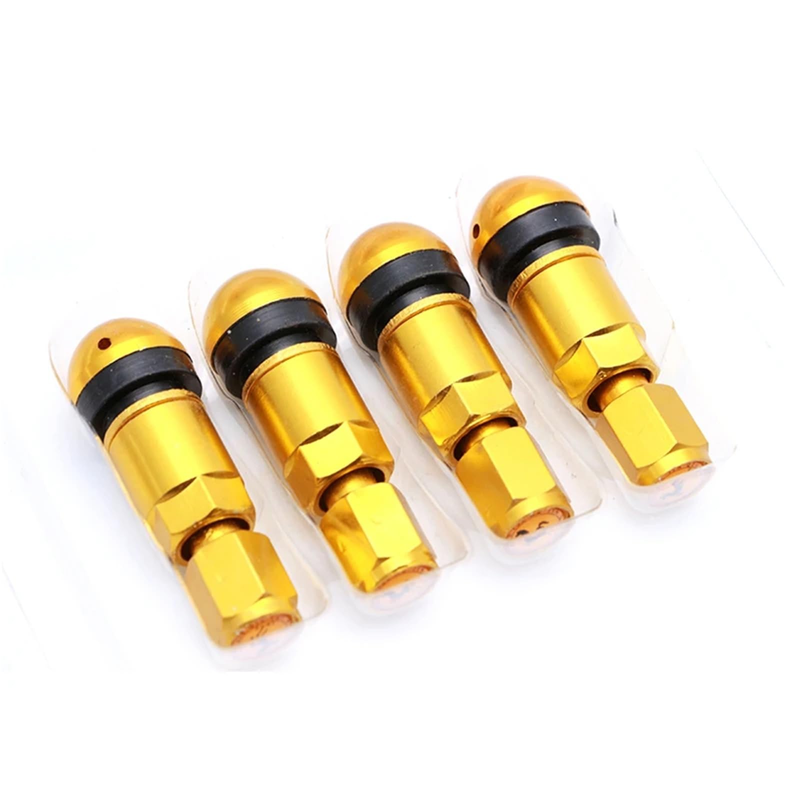 PNBVW 4 Stück Universal Auto Tubeless Ventile Aluminiumlegierung Luft Fahrrad Reifen Ventilkappen Reifen Rad Runde Abdeckung Auto Zubehör(Gold) von PNBVW