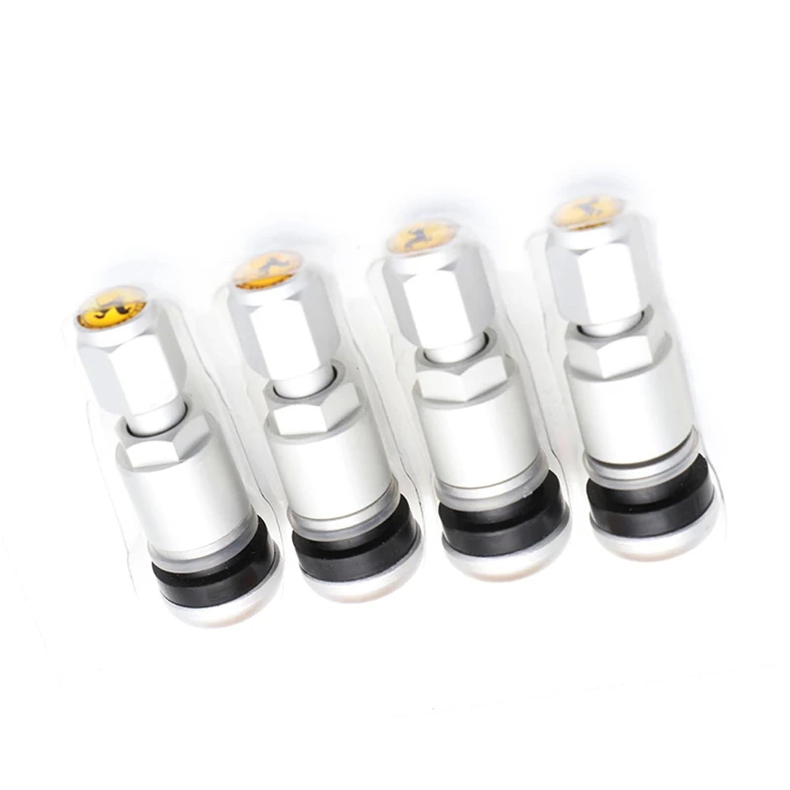 PNBVW 4 Stück Universal Auto Tubeless Ventile Aluminiumlegierung Luft Fahrrad Reifen Ventilkappen Reifen Rad Runde Abdeckung Auto Zubehör(Silver) von PNBVW