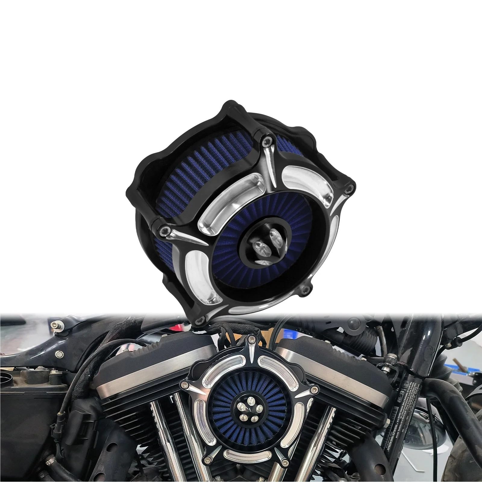 PNBVW Motorrad-Luftfilterreiniger-Element, Ansaugfilter for H//a//r//l//e//y Softail FXSTS Sportster XL883 D//y//n//a Street Bob T//o//u//r//i//n//g FLHTC, Blau(Air Filter A) von PNBVW