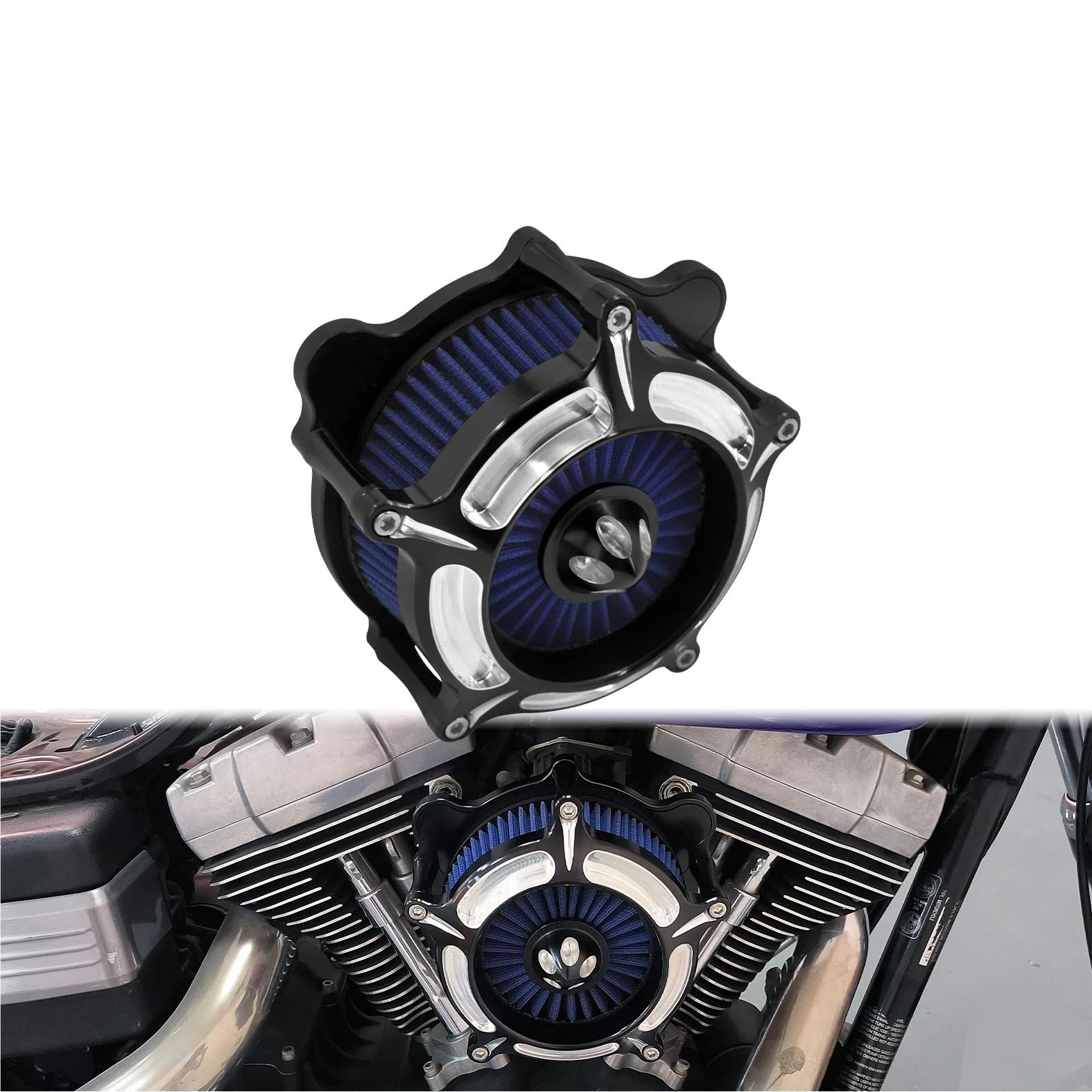 PNBVW Motorrad-Luftfilterreiniger-Element, Ansaugfilter for H//a//r//l//e//y Softail FXSTS Sportster XL883 D//y//n//a Street Bob T//o//u//r//i//n//g FLHTC, Blau(Air Filter B) von PNBVW