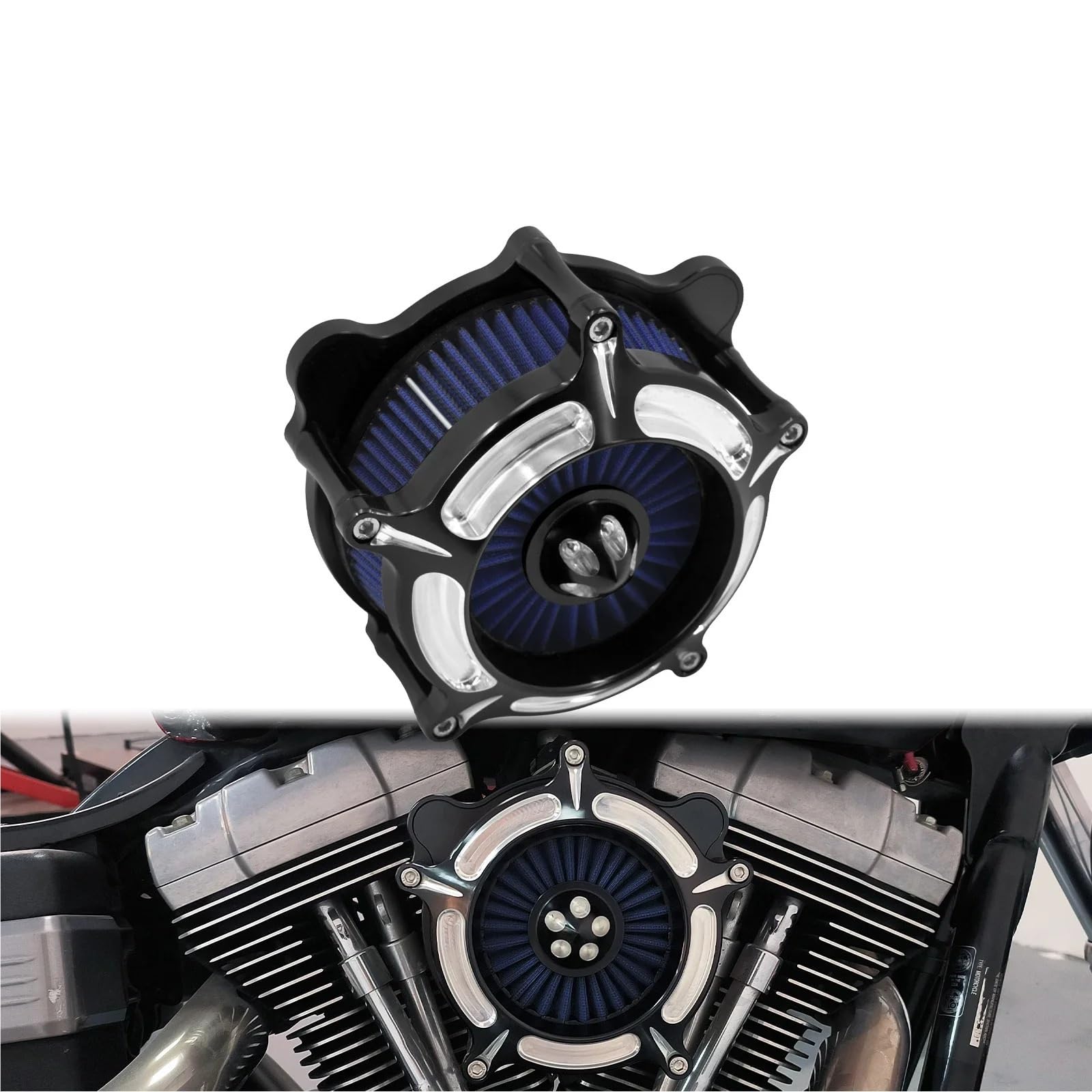 PNBVW Motorrad-Luftfilterreiniger-Element, Ansaugfilter for H//a//r//l//e//y Softail FXSTS Sportster XL883 D//y//n//a Street Bob T//o//u//r//i//n//g FLHTC, Blau(Air Filter C) von PNBVW
