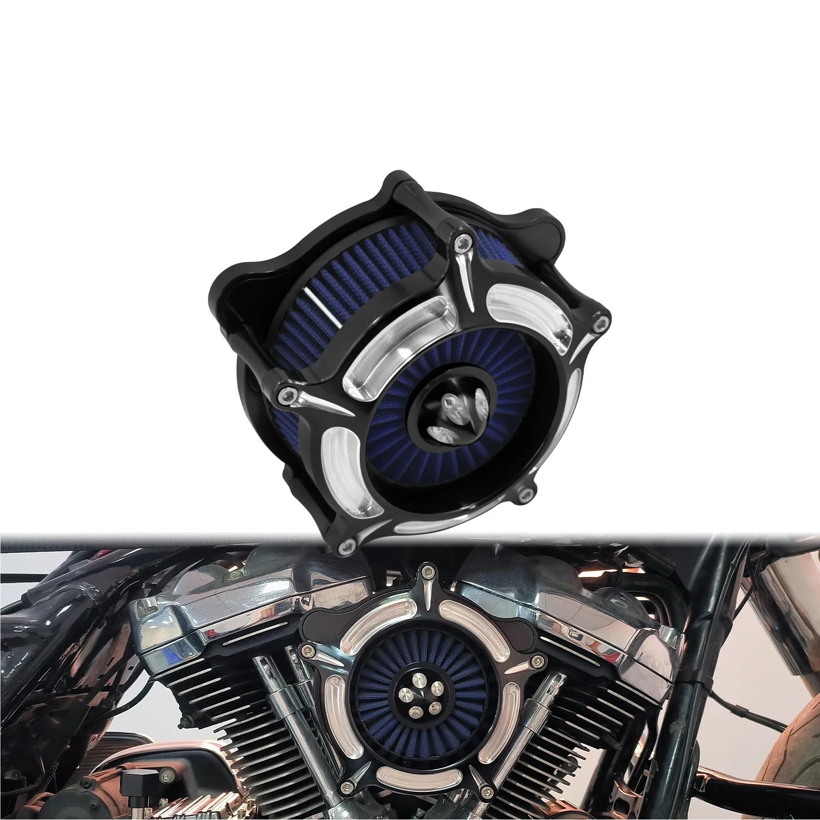 PNBVW Motorrad-Luftfilterreiniger-Element, Ansaugfilter for H//a//r//l//e//y Softail FXSTS Sportster XL883 D//y//n//a Street Bob T//o//u//r//i//n//g FLHTC, Blau(Air Filter D) von PNBVW