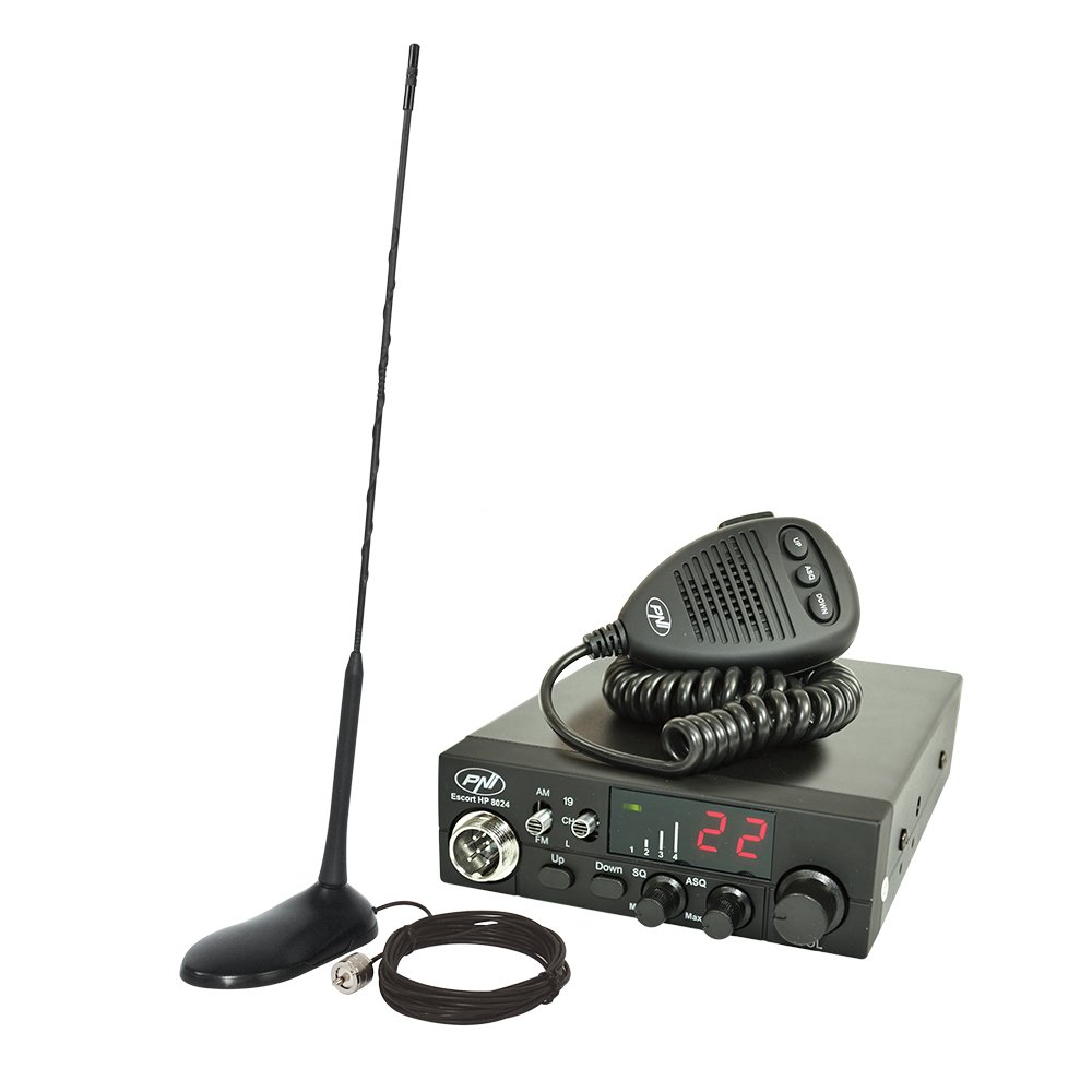 PNI Paket Radio CB Escort HP 8024 ASQ 12/ 24V + Antenne CB Extra 45 mit Magnet von PNI