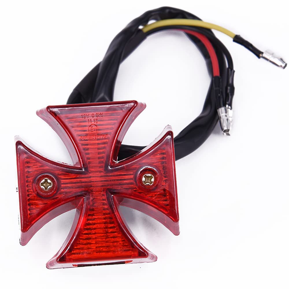 PNNNU Motorrad Choppers Dirt Bike Malteserkreuz LED Hinteres Kennzeichen Rücklicht Rot Motorrad Signalleuchte PNNNU Motorrad Choppers Dirt Bike Malteserkreuz LED Hinteres Kennzeichen Rücklicht Rot Motorrad Signalleuchte von PNNNU