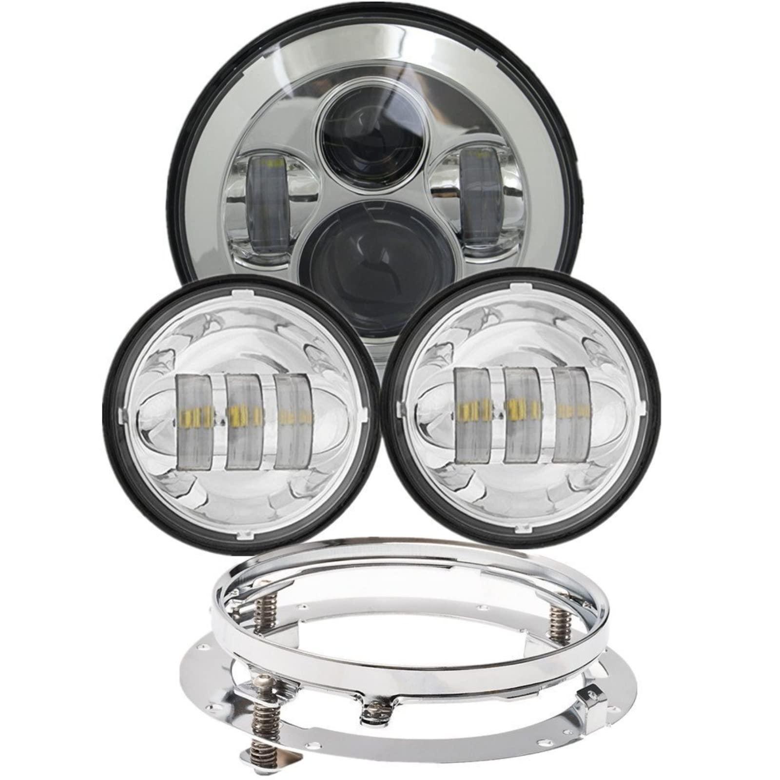 POCHY Motorrad Scheinwerfer Für Road King Street Glide Electra Glide Ultra 7-Zoll-Scheinwerfer mit 4,5-Zoll-Nebelscheinwerfern und Halterungsring POCHY Motorrad Scheinwerfer Für Road King Street Glide Electra Glide Ultra 7-Zoll-Scheinwerfer mit 4,5-Zoll-Nebelscheinwerfern und Halterungsring von POCHY