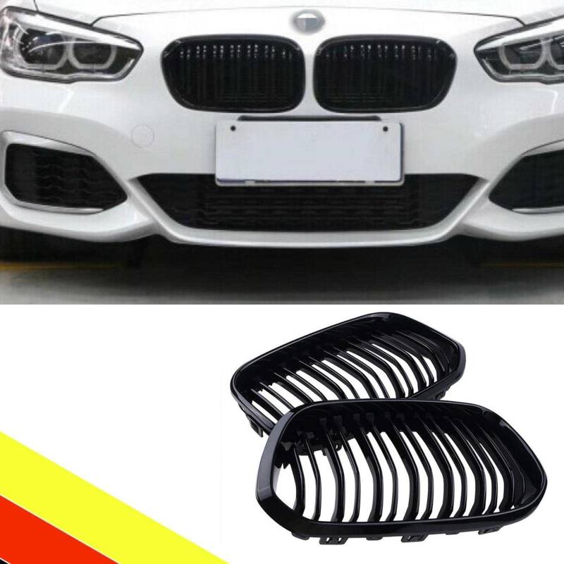 POETRYXIAO Kühlergrill Niere Sport Schwarz Glanz Doppelsteg für 2015-2018 BMW 1er F20 F21,Geeignet für BMW Tuning von POETRYXIAO