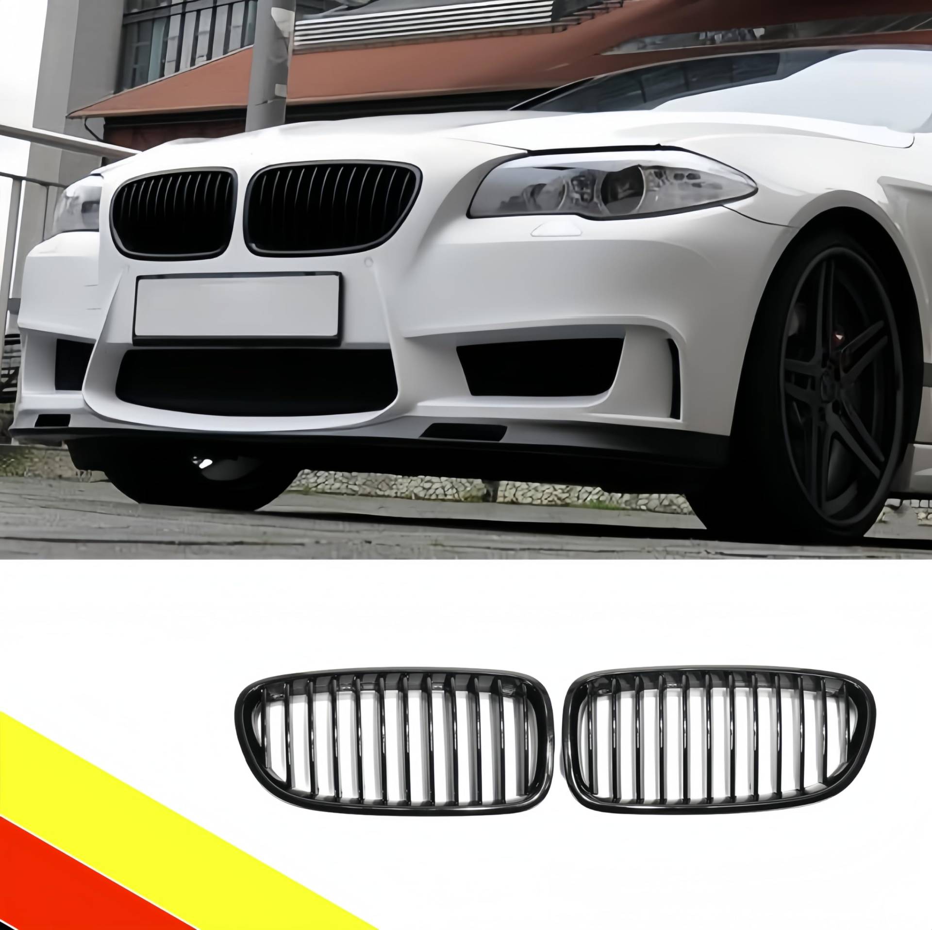 POETRYXIAO Kühlergrill Niere Sport Schwarz Glanz Single Bridge für 2010-2017 BMW 5er F10 F11 M5,Geeignet für BMW Tuning von POETRYXIAO