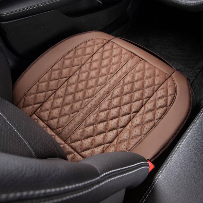 POKSRI 1 STK Auto sitzkissen Echtes Rindsleder,Vorderes Unteres Fahrer Sitz Bezug Abdeckungen,Echtes Kuhleder,Anti-rutsch,passt für die meisten Fahrzeuge ab A-Segment.(Kaffee) von POKSRI