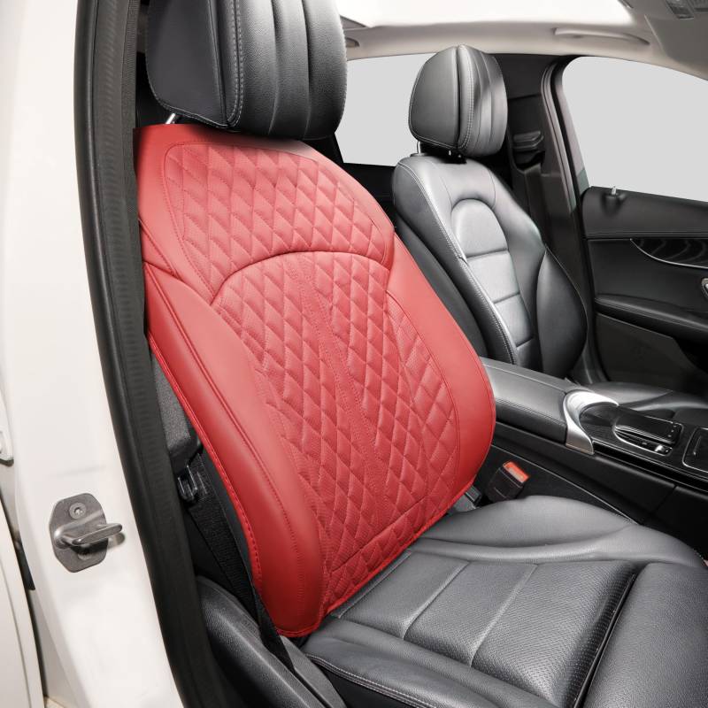 POKSRI 1p Echtes Rindsleder sitzbezug Auto Vordersitz-Rückenlehnenbezüge,sitzkissen Auto fahrersitz,Echtes Leder Set,Kfz-sitzschoner,Universelle für 90% Fahrzeuge(Rückenlehne,Wein) von POKSRI