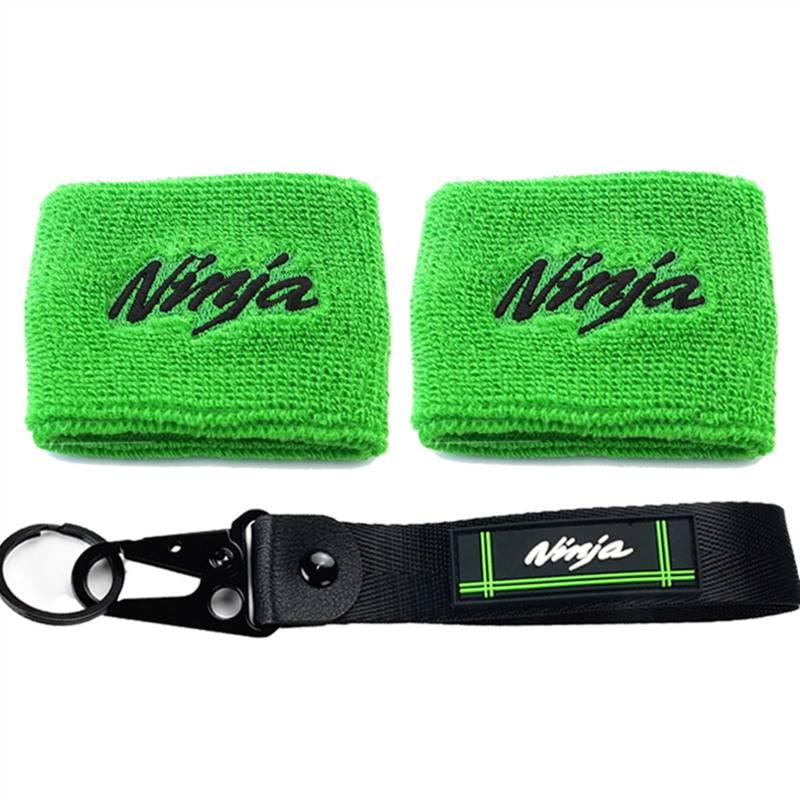 Motorrad-Vorderflüssigkeitsöl-Bremsbehälter-Socken Und Schlüsselanhänger for Ninja 250 300 ZX-6R ZX6R ZX10R ZX12R ZX14R (Color : 2KFBS Green Ninja) von POKVEA