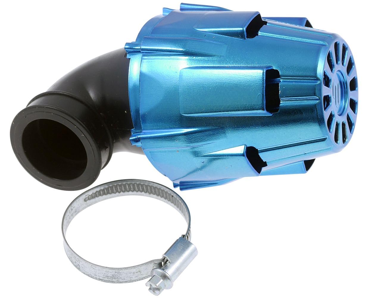 Luftfilter POLINI Air Box 32mm 90Grad Chrom blau von POLINI