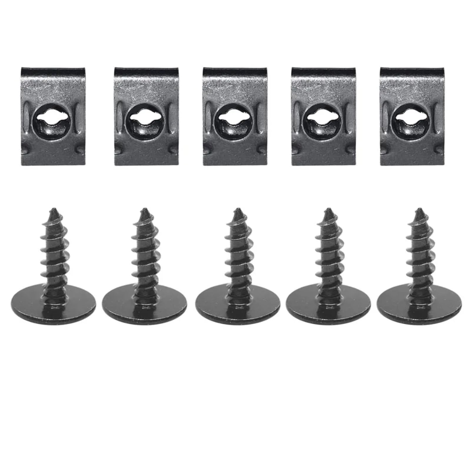 Gewindeschrauben 10-40 Stück General Parts Auto Universal Schwarz Selbstschneidende Schrauben Pflaumenblüte Mit Pad U-förmige Clips Für Auto Stoßstange Kotflügel Kotflügel Basis Fixiert(10pcs) von POMUHYE