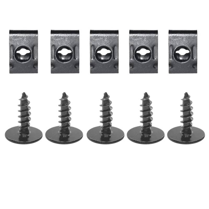 Gewindeschrauben 10-40 Stück General Parts Auto Universal Schwarz Selbstschneidende Schrauben Pflaumenblüte Mit Pad U-förmige Clips Für Auto Stoßstange Kotflügel Kotflügel Basis Fixiert(10pcs) von POMUHYE