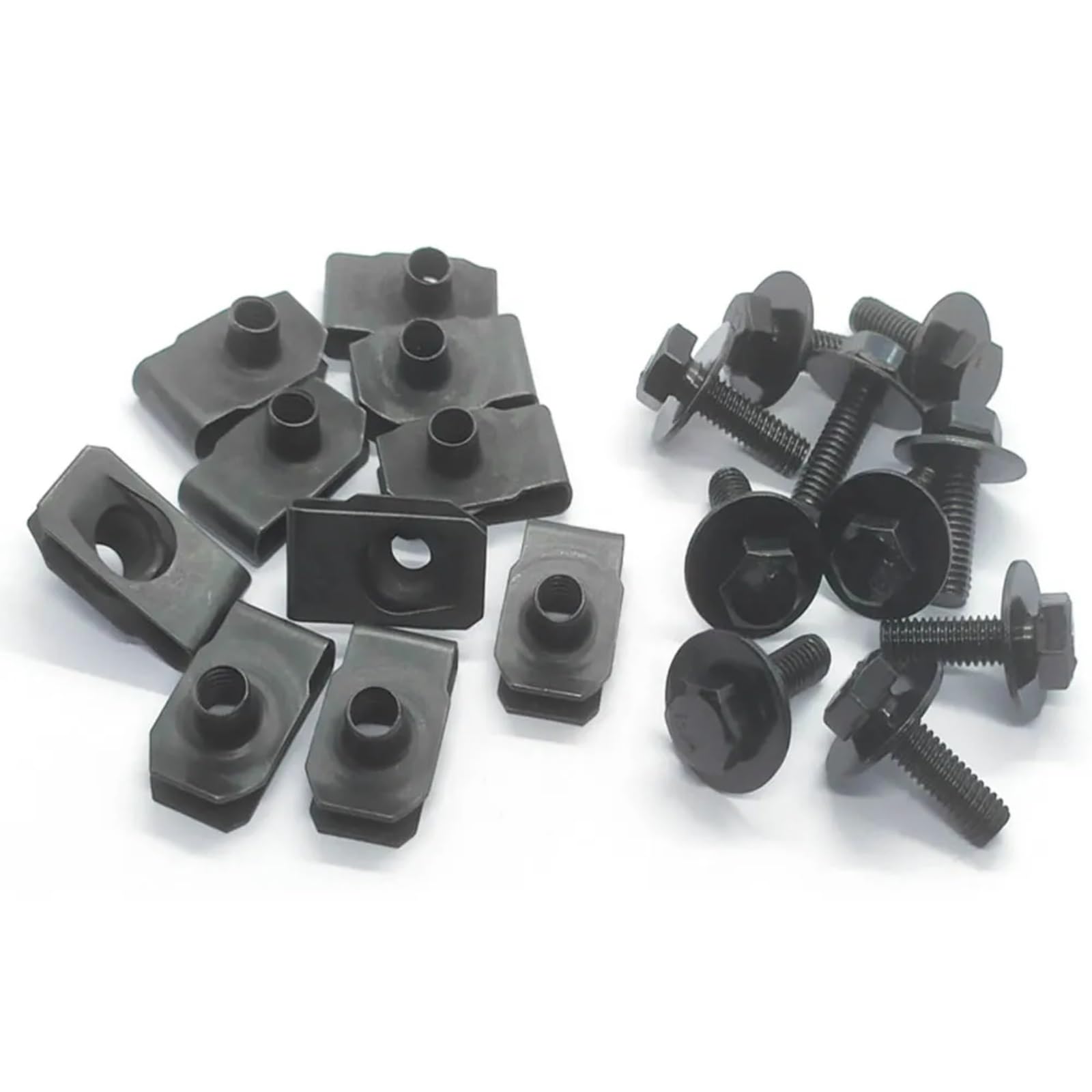 POMUHYE Gewindeschrauben 10 Sätze Von General Parts, Schwarzes Metall U-Typ-Clips M6 6 Mm Reed-Muttern Nummernschild-Clip Und Sechskantschrauben Mit Polster Motorrad-Verkleidungsset POMUHYE Gewindeschrauben 10 Sätze Von General Parts, Schwarzes Metall U-Typ-Clips M6 6 Mm Reed-Muttern Nummernschild-Clip Und Sechskantschrauben Mit Polster Motorrad-Verkleidungsset von POMUHYE