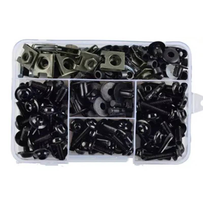 POMUHYE Gewindeschrauben Für CB500 Für CB650 193 Stücke Motorrad Zubehör Aluminium Verkleidung Für Bolzen Schrauben Kit Mutter Clip Motorrad Batterie Terminal Schrauben(Black) von POMUHYE