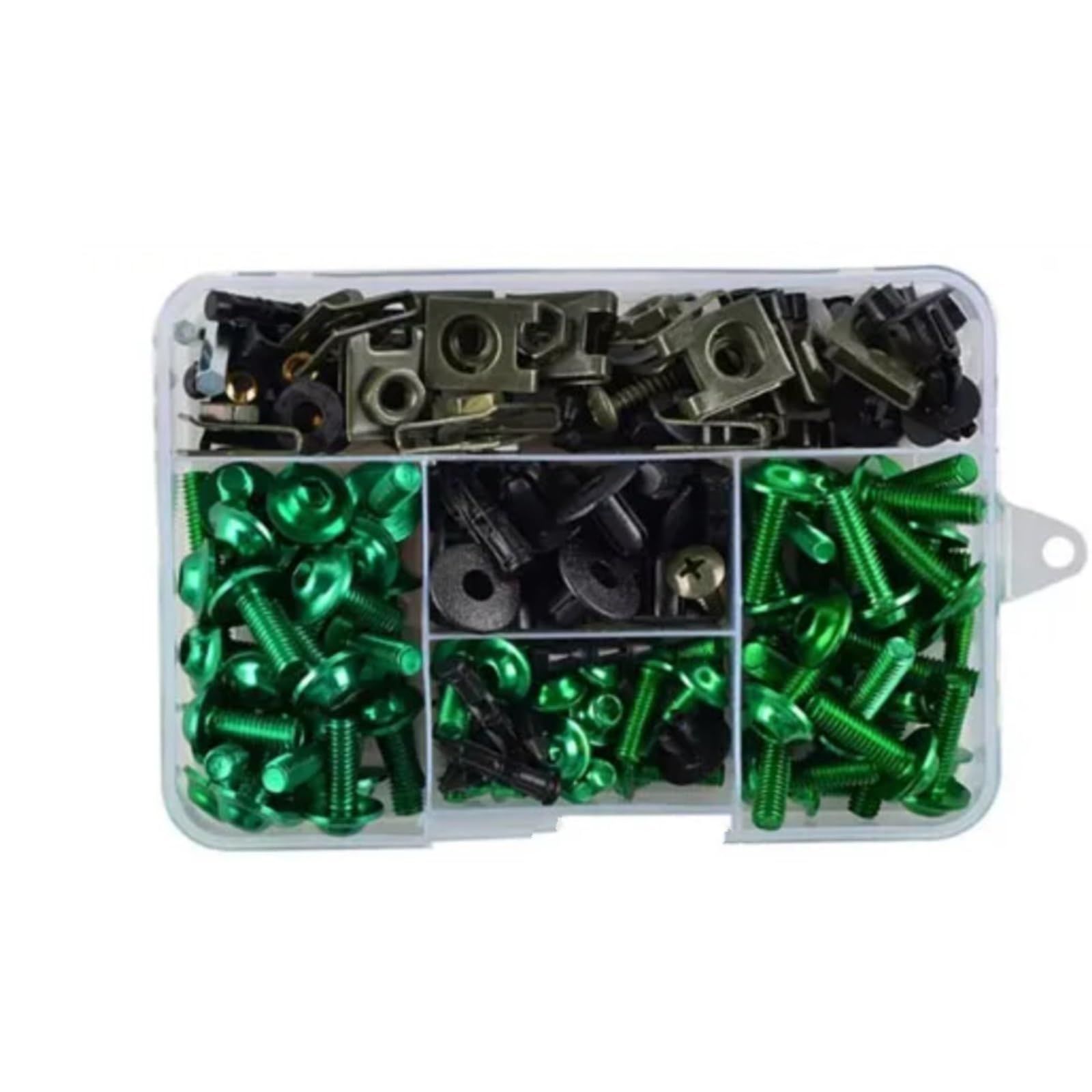 POMUHYE Gewindeschrauben Für CB500 Für CB650 193 Stücke Motorrad Zubehör Aluminium Verkleidung Für Bolzen Schrauben Kit Mutter Clip Motorrad Batterie Terminal Schrauben(Green) von POMUHYE