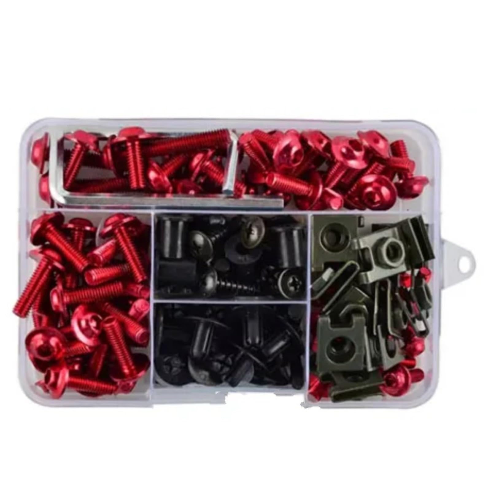 POMUHYE Gewindeschrauben Für CB500 Für CB650 193 Stücke Motorrad Zubehör Aluminium Verkleidung Für Bolzen Schrauben Kit Mutter Clip Motorrad Batterie Terminal Schrauben(Red) von POMUHYE