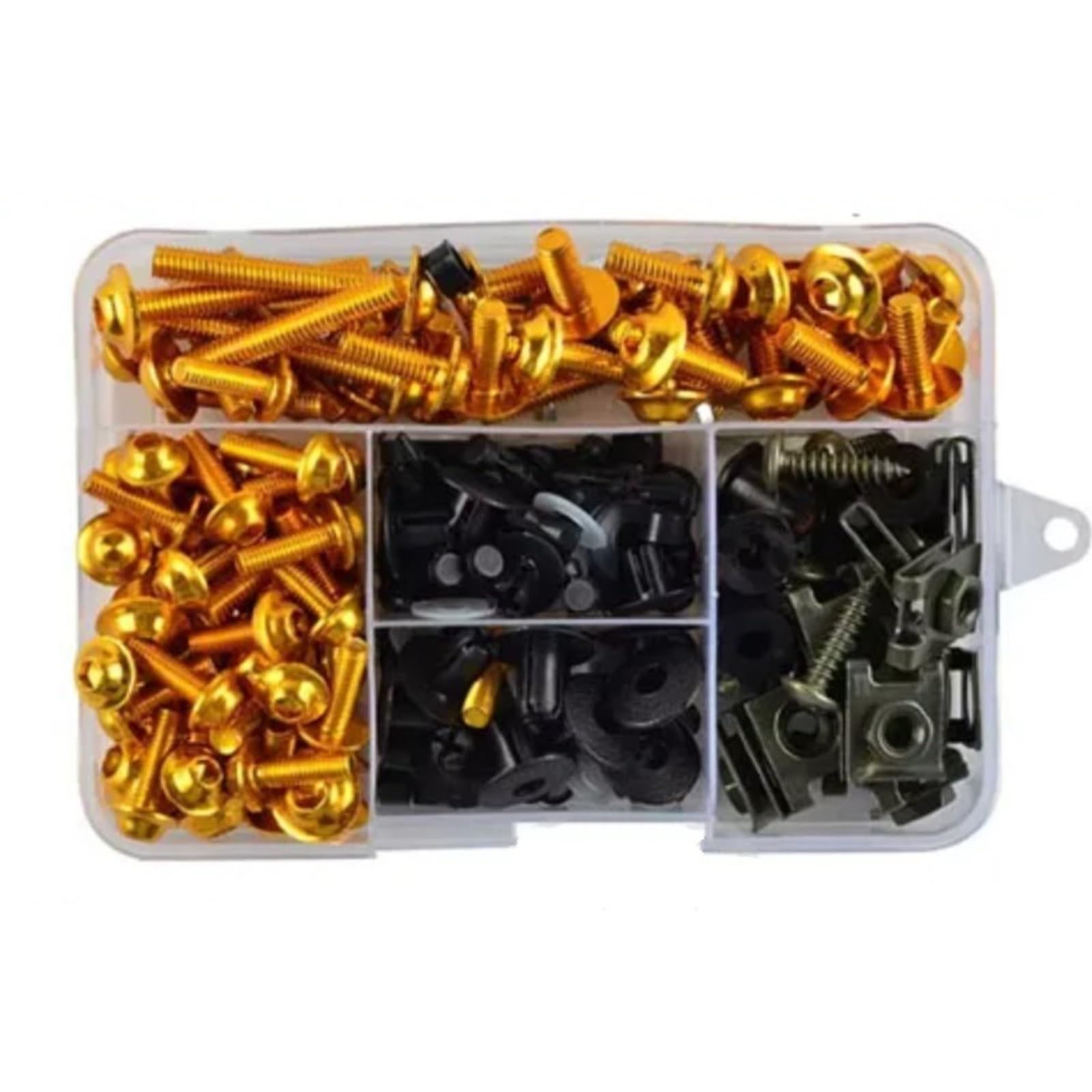 POMUHYE Gewindeschrauben Für CB500 Für CB650 193 Stücke Motorrad Zubehör Aluminium Verkleidung Für Bolzen Schrauben Kit Mutter Clip Motorrad Batterie Terminal Schrauben(Yellow) von POMUHYE