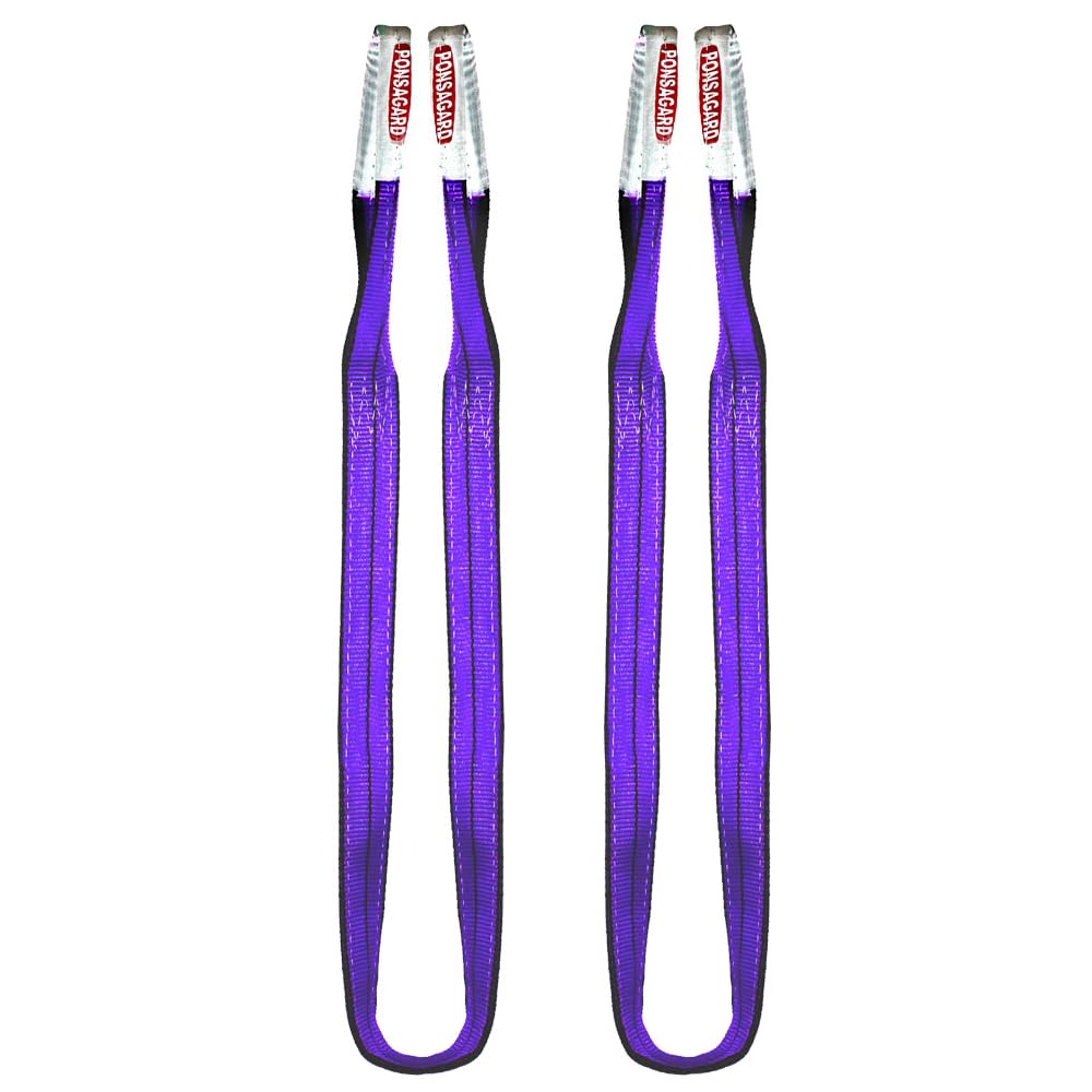 PONSA - Hebeband - Hochwertiger Hebegurt aus Polyester mit Patentiertes System PONSAGARD, mit Abrieb - und Schnittschutz - Sicher Rundschlinge - EN 1492-1 (1000 kg / 1 Tonne / 1 Meter (Pack 2 Stk.)) von PONSA