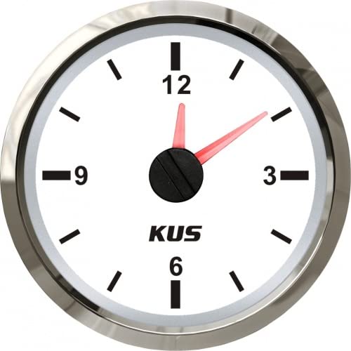 PONTTOR Kus - Quarz Uhr, weisses Display mit Edelstahl-Lünette für Auto Wagen Caravan Wohnmobil Wohnwagen Boot Yacht von PONTTOR