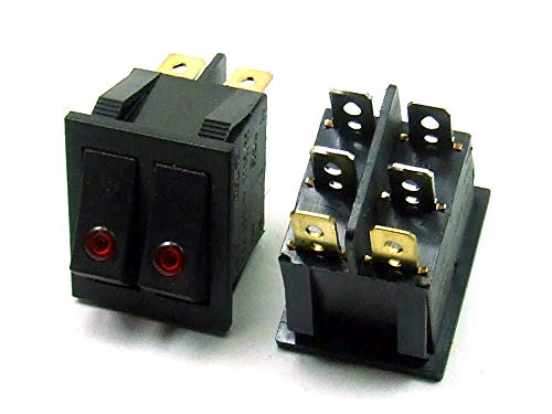 POPESQ® 1 Stk. x Doppelschalter 30mm x 26mm Schwarz 1 Kontakt mit Beleuchtung OFF-ON #A1434 von POPESQ