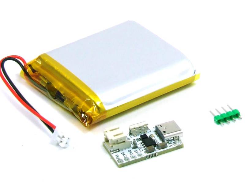 POPESQ® 1 Stk. x Set 125054 mit Kombo Lademodul mit Boost konverter USB C Akku Li-Po 50mm x 54mm x 12mm 4000mA (4A) 5V / 2A #A6178 von POPESQ