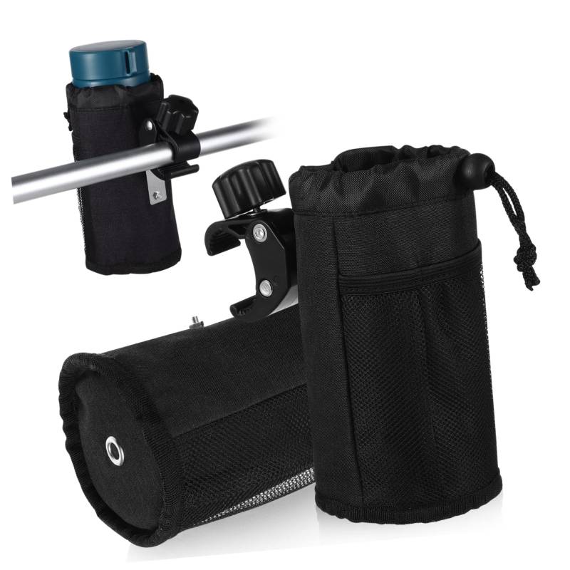 POPETPOP 2Stücke Fahrradbecherhalter Verstellbarer Wasserflaschenhalter Mit Alligatorclip Für Lenker Multifunktionale Halterung Für Trinkflaschen Dosen Und Tassen von POPETPOP