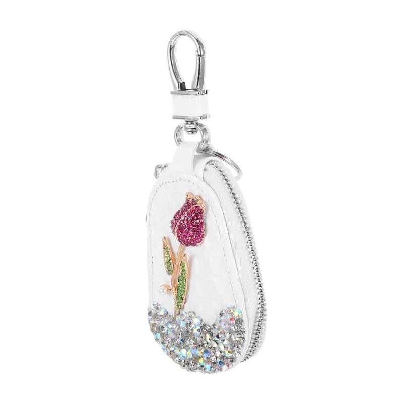 POPETPOP Strass Autoschlüssel Schutztasche Bling Rose Blume Autoschlüssel Tasche Hülle Schlüsselanhänger Halter Abdeckung Autoschlüssel Aufbewahrungstasche Autoschlüssel Schutzhülle von POPETPOP