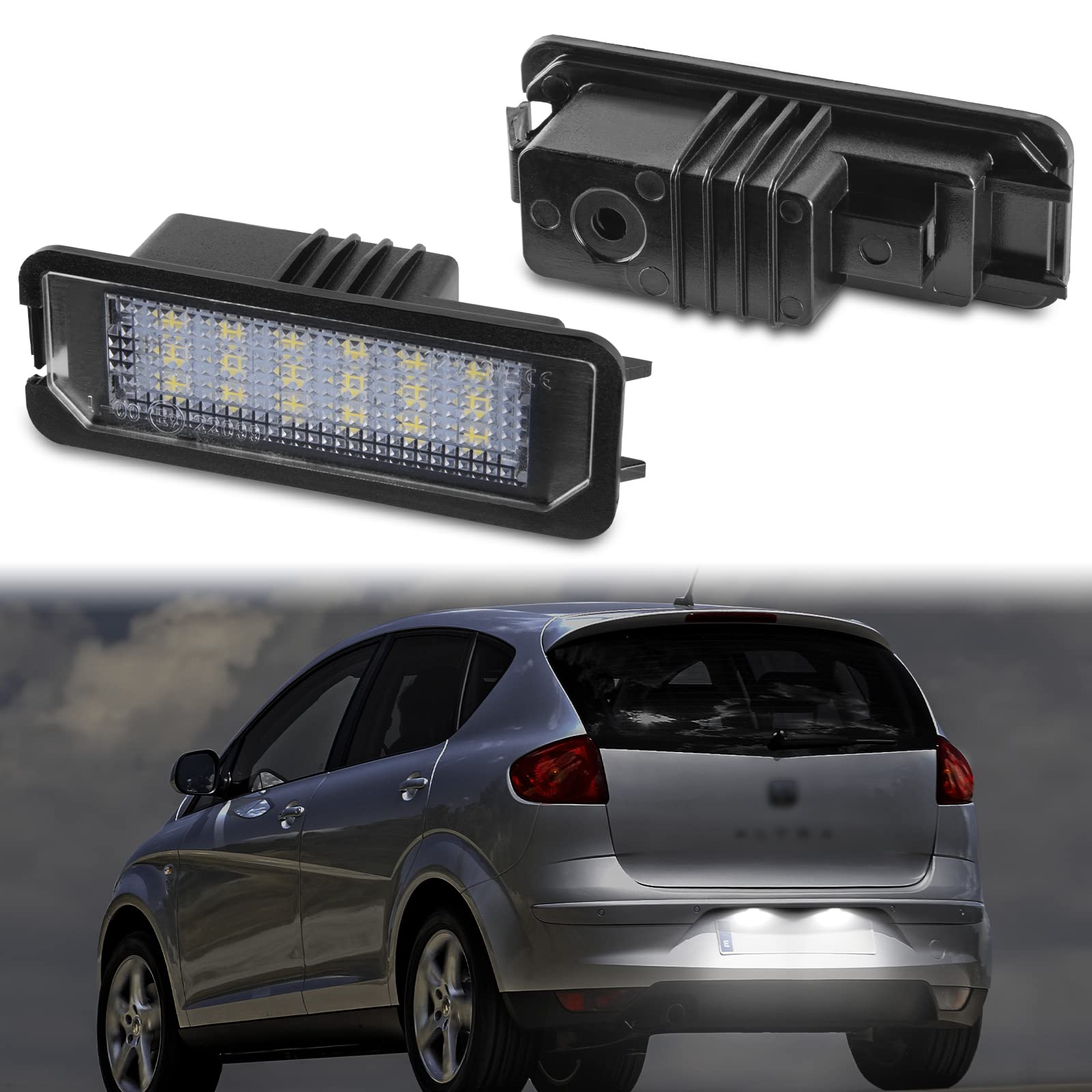 POPMOTORZ LED Kennzeichenbeleuchtung Lampe mit CanBus Fehlerfrei 18 2835 SMD Kennzeichen Licht für Sea-t Alte-a XL/Exe-o Limousin-E/Ibiza Leo-n geringer Stromverbrauch Leichte von POPMOTORZ