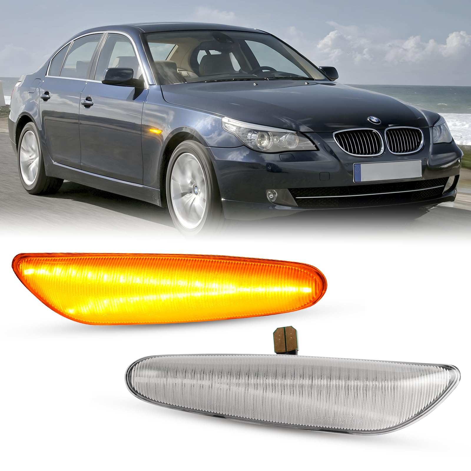 POPMOTORZ 2 Stück LED Seitenblinker Blinker mit Canbus Fehlerfrei 4014 SMD für BMW 1 Series E81 E87 3 Series E46 E36 E90 E91 E92 E93 5 Series E60 E61 X1 E84 X3 E83, Transparent POPMOTORZ 2 Stück LED Seitenblinker Blinker mit Canbus Fehlerfrei 4014 SMD für BMW 1 Series E81 E87 3 Series E46 E36 E90 E91 E92 E93 5 Series E60 E61 X1 E84 X3 E83, Transparent von POPMOTORZ