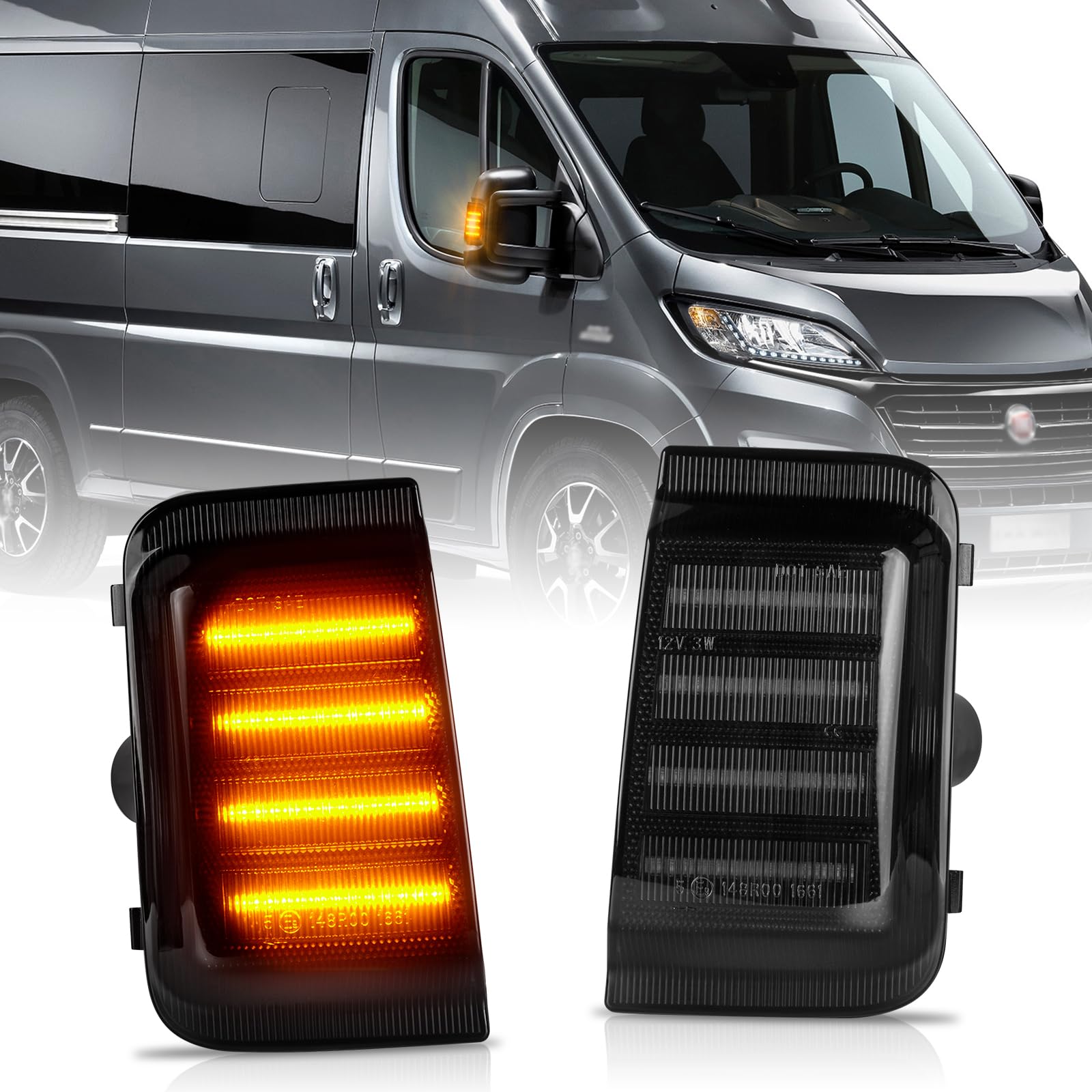 POPMOTORZ 2 Stücke LED Spiegelblinker Binker für Peugeot Boxer Fi-at Ducato Ram Promaster C-itroen Jumper C-itroen Relay, Schwarz von POPMOTORZ