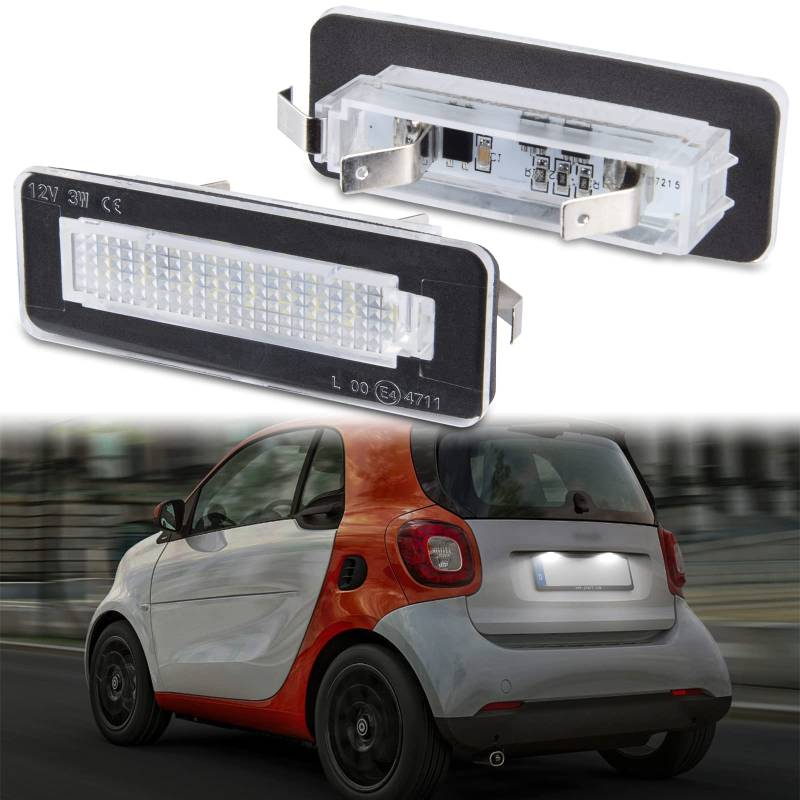 POPMOTORZ 2 x 18 SMD LED Kennzeichenbeleuchtung Kennzeichenbeleuchtung Lampe Fehlerfrei für Smart Fortwo Coupe Cabrio 450 451 W450 W453 BC SmartW450 Kennzeichenbeleuchtung Auto Licht von POPMOTORZ