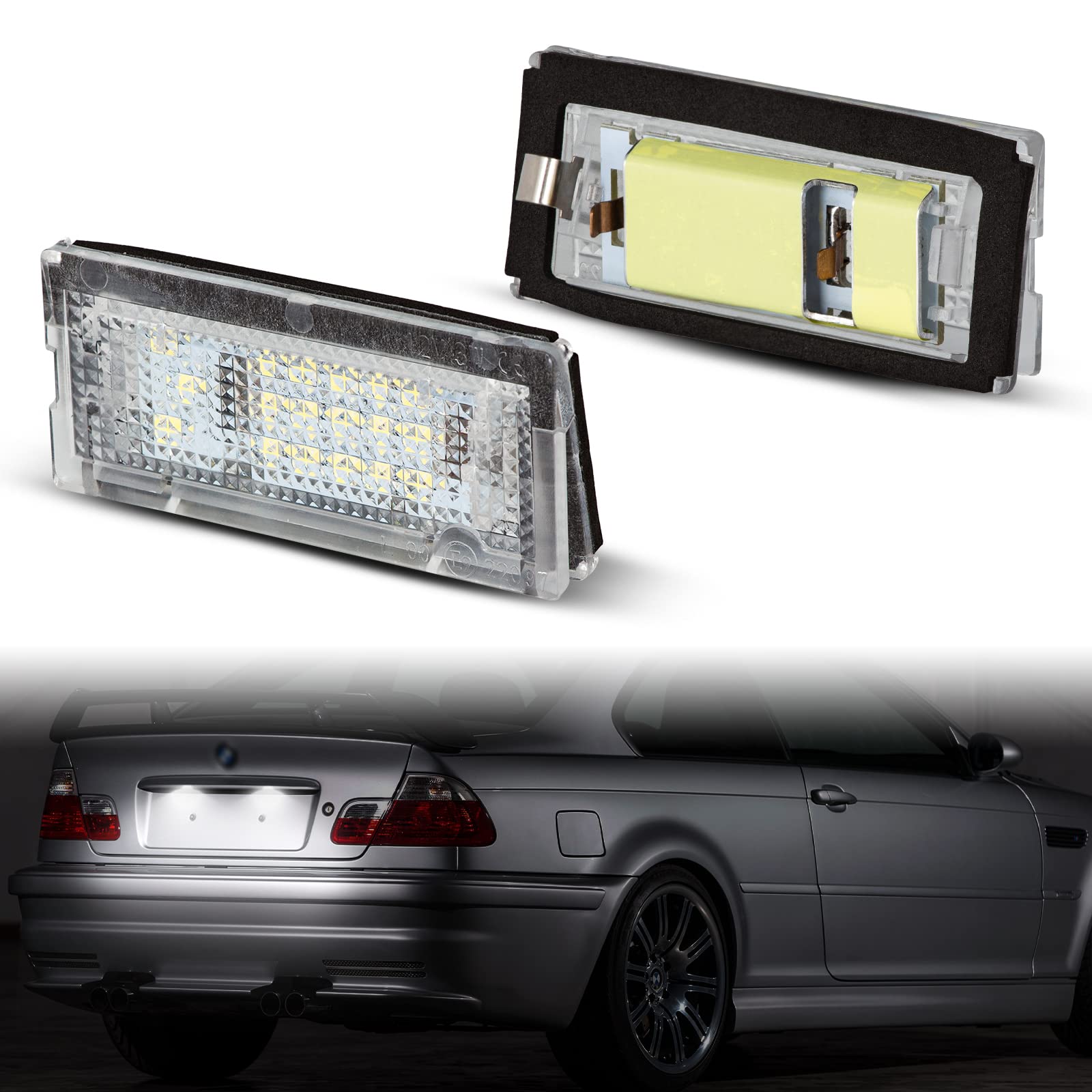 POPMOTORZ Kennzeichenbeleuchtung, 2 Stücke Nummernschildbeleuchtung für BMW E46 4D Sedan 1998-2007 E46 5D Touring 1998-2005 mit CAN-Bus Fehlerfrei 2835 SMD OEM Part#: 51138236269/51138236854 von POPMOTORZ