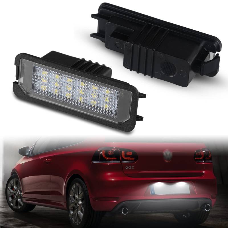 POPMOTORZ LED Kennzeichenbeleuchtung, 2 Stücke LED Nummernschildbeleuchtung für VW GOLF4 GOLF5 GOLF6 Lupo Scirocco Polo 9N Polo 6R Kennzeichen mit CAN-Bus Fehlerfrei 2835 SMD Leichte Installation von POPMOTORZ