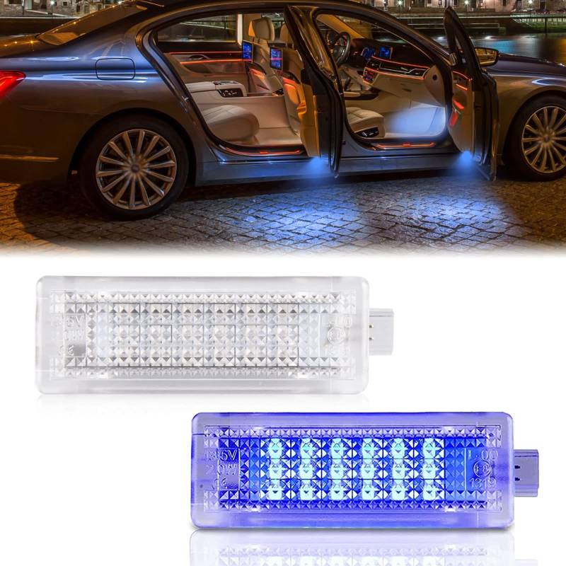 POPMOTORZ LED Autotür Lichter, 2 Stücke LED Innenbeleuchtung Türleuchte Fußraumleuchte Kofferraumbeleuchtung Auto für BMW E81 E87 E60 E61 E63 E64 E65 E91 E93 Mini Cooper R50 R52 R53 R55 R56, Blau von POPMOTORZ