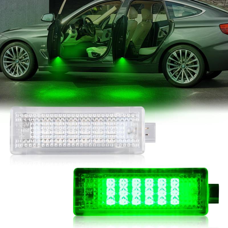 POPMOTORZ LED Autotür Lichter, 2 Stücke LED Innenbeleuchtung Türleuchte Fußraumleuchte Kofferraumbeleuchtung Auto für BMW E81 E87 E60 E61 E63 E64 E65 E91 E93 Mini Cooper R50 R52 R53 R55 R56, Grün von POPMOTORZ