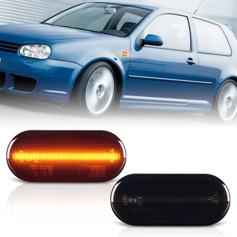 POPMOTORZ Blinker Seitenblinker mit Canbus Fehlerfrei 2835 SMD für VW Bora Golf MK3 MK4 Caddy P-assat B4/5 SEAT Altea MK1 Ibiza MK2 MK3 MK4 Ford Fiesta MK5 Focus MK2 Skoda Citigo Felicia, 2 Stücke von POPMOTORZ